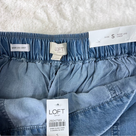 LOFT CHAMBRAY WIDE LEG CROP PANTS Size Small - Picture 7 of 12